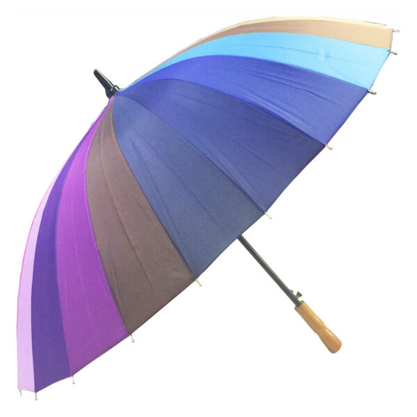 24 ribs auto metal solid color rainbow stick umbrella