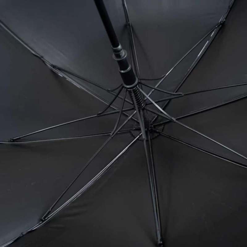 Fiberglass frame and internal rib structure of a custom black golf umbrella
